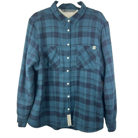 Harley-Davidson Other - Harley-Davidson Men's Shirt XL Sherpa Lined Plaid Flannel Jacket Rose Embroidery